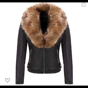 Red Fox leather jacket with detachable fur collar